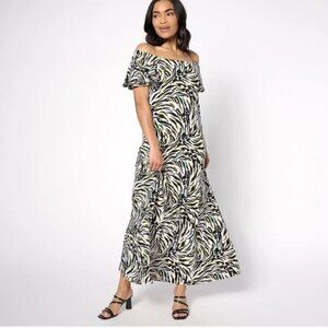 Attitudes by Renee Regular Como Jersey Flutter Sleeve Maxi Dress Rodeo Drive 5X